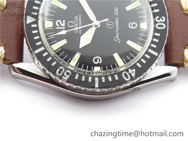 Vintage Seamaster 300 Date T SS B12 Black Dial On Brown Leather Strap A2836 (Free Nylon Strap) WrinkleFree 7911