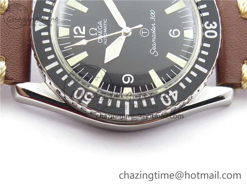 Vintage Seamaster 300 Date T SS B12 Black Dial On Brown Leather Strap A2836 (Free Nylon Strap) WrinkleFree 7911