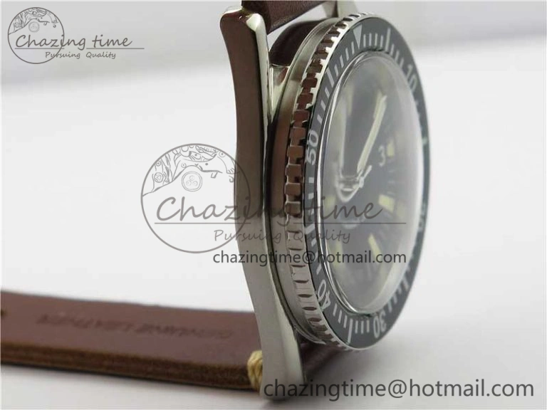Vintage Seamaster 300 No Date SS B12 Black Dial On Brown Leather Strap A2836 (Free Nylon Strap) Soft 7912