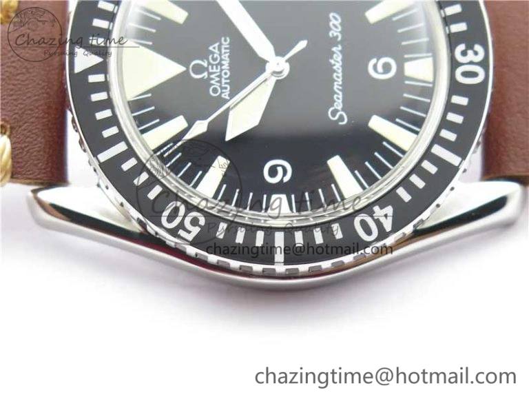 Vintage Seamaster 300 No Date SS B12 Black Dial On Brown Leather Strap A2836 (Free Nylon Strap) Soft 7912
