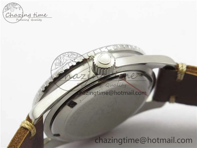 Sophisticated Vintage Seamaster 300 No Date T SS B12 Black Dial On Brown Leather Strap A2836 (Free Nylon Strap) 7910