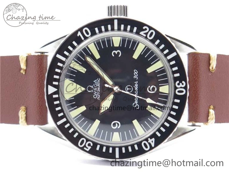 Sophisticated Vintage Seamaster 300 No Date T SS B12 Black Dial On Brown Leather Strap A2836 (Free Nylon Strap) 7910