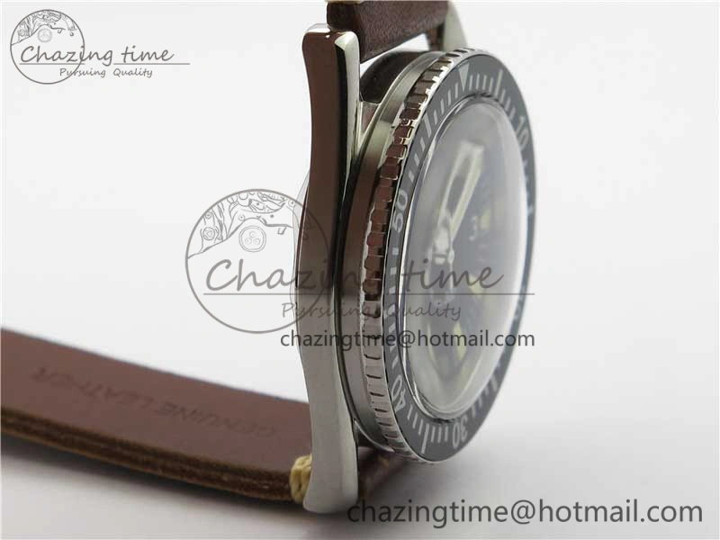 Sophisticated Vintage Seamaster 300 No Date T SS B12 Black Dial On Brown Leather Strap A2836 (Free Nylon Strap) 7910