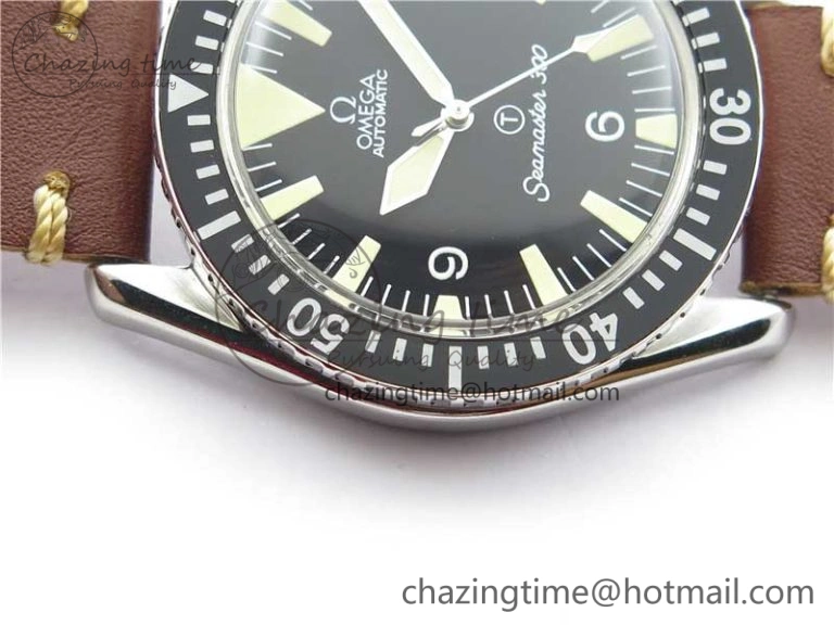 Sophisticated Vintage Seamaster 300 No Date T SS B12 Black Dial On Brown Leather Strap A2836 (Free Nylon Strap) 7910