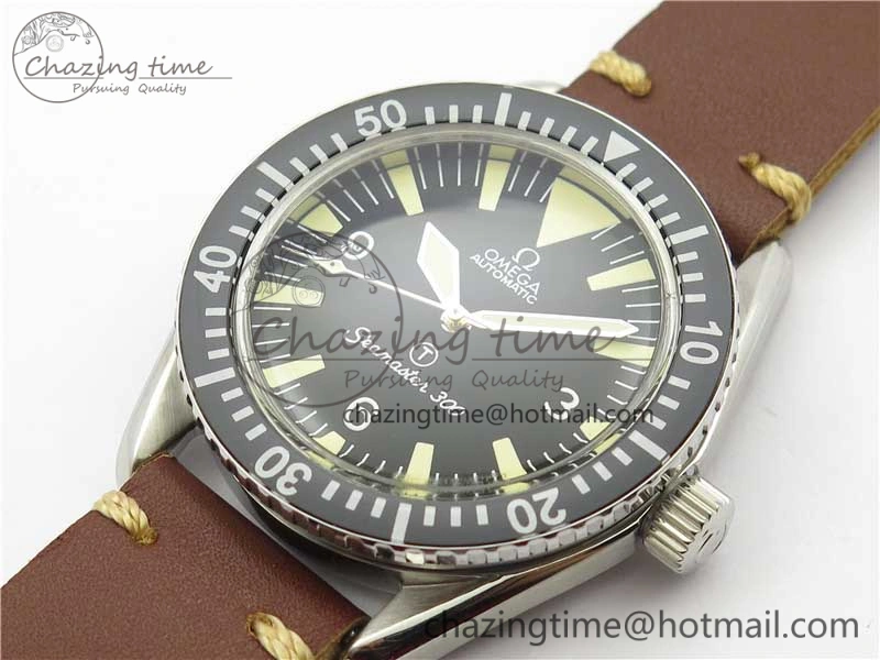 Sophisticated Vintage Seamaster 300 No Date T SS B12 Black Dial On Brown Leather Strap A2836 (Free Nylon Strap) 7910