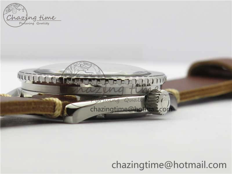 Sophisticated Vintage Seamaster 300 No Date T SS B12 Black Dial On Brown Leather Strap A2836 (Free Nylon Strap) 7910