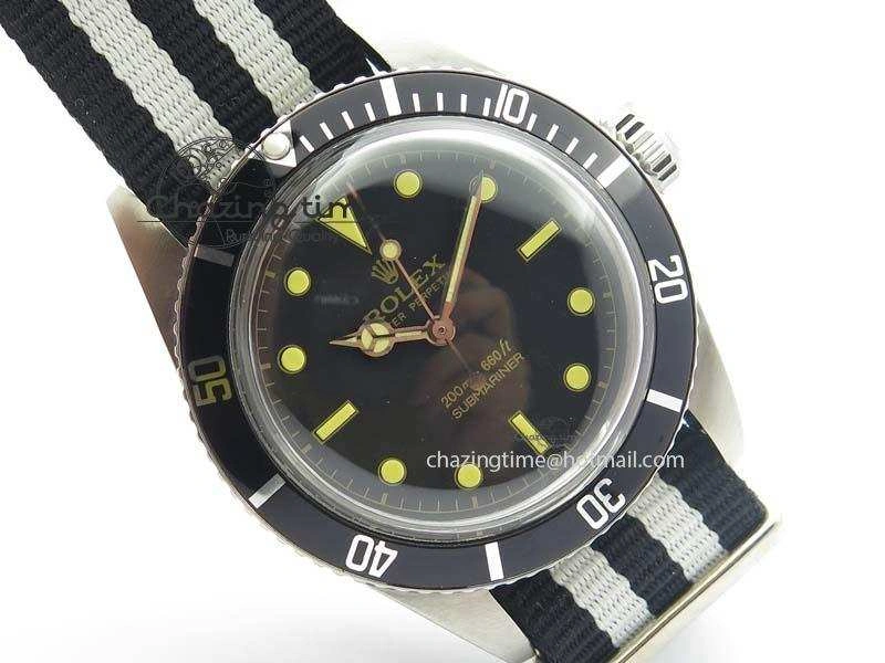 Vintage Submariner No Date SS Black Dial 200m 660ft On Nylon Strap A GoAnywhere 3861