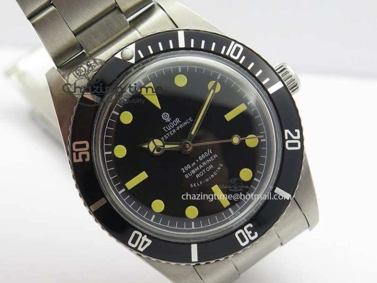Stretchable Vintage Submariner No Date SS Black Dial 200m 660ft On SS Bracelet A 3852