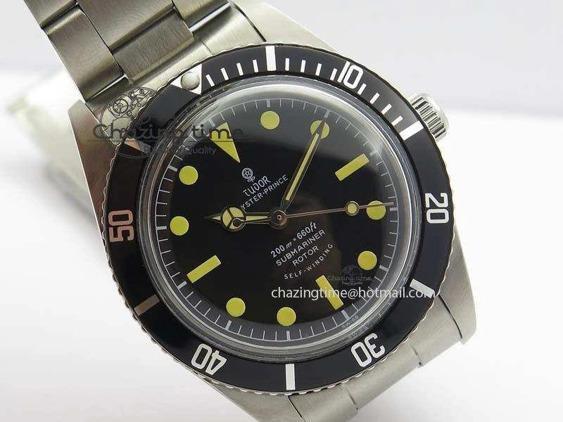 Stretchable Vintage Submariner No Date SS Black Dial 200m 660ft On SS Bracelet A 3852