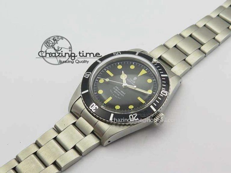 Stretchable Vintage Submariner No Date SS Black Dial 200m 660ft On SS Bracelet A 3852