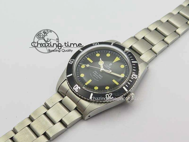 Stretchable Vintage Submariner No Date SS Black Dial 200m 660ft On SS Bracelet A 3852