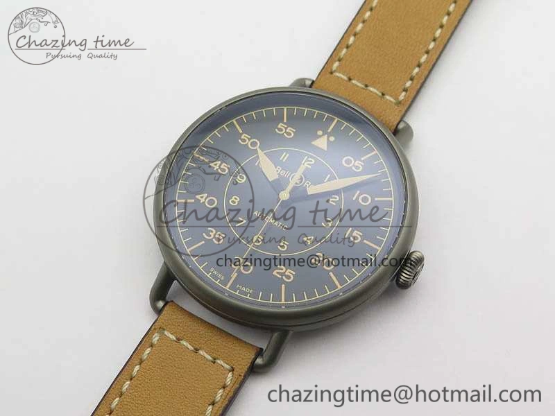 Seasonal WW1-92 Heritage 1:1 Best Edition Black Dial On Brown Leather Strap MIYOTA 5220