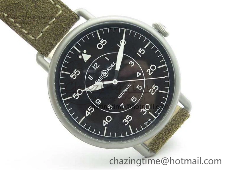 WW1-92 Military 1:1 Best Edition Black Dial On Brown Leather Strap MIYOTA Stretchable 5214