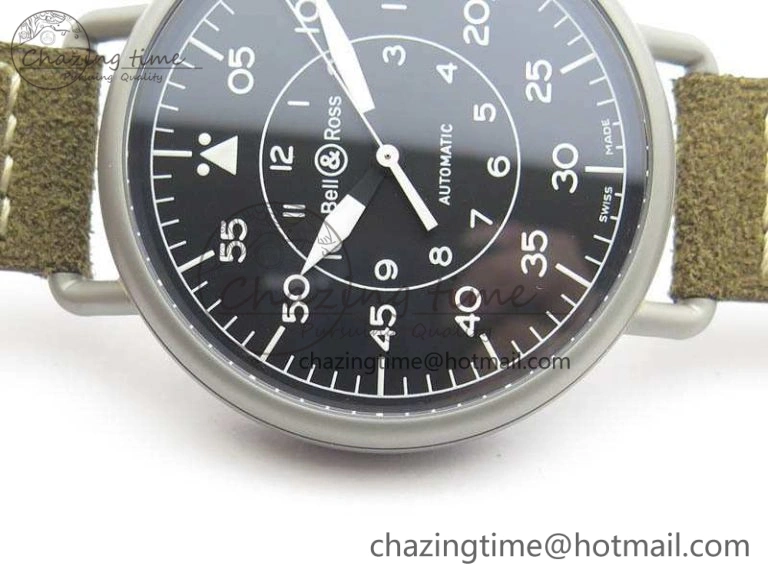 WW1-92 Military 1:1 Best Edition Black Dial On Brown Leather Strap MIYOTA Stretchable 5214