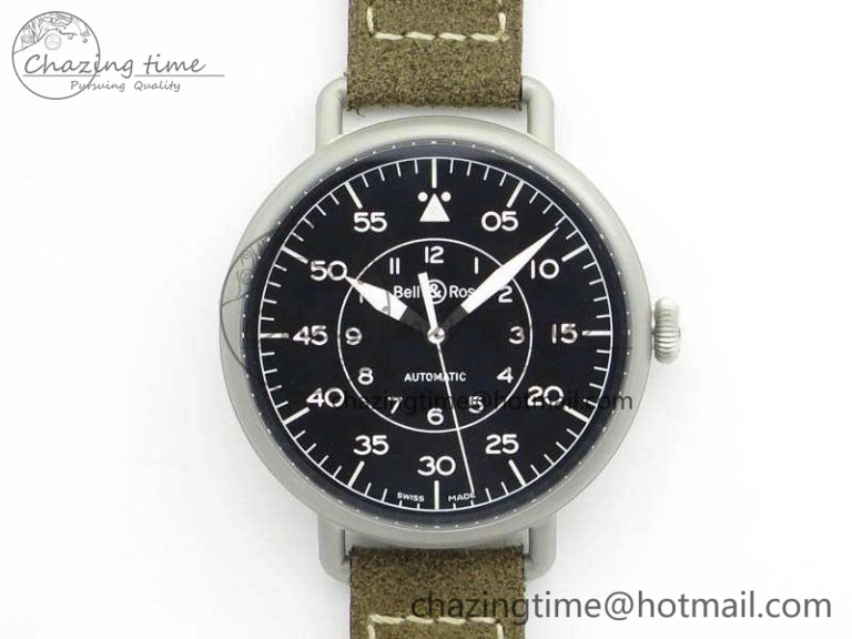 WW1-92 Military 1:1 Best Edition Black Dial On Brown Leather Strap MIYOTA Stretchable 5214