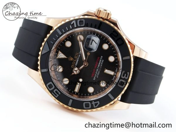 Lightweight YACHT-MASTER 126655 GAIN WEIGHT RG TUNGSTEN GOLD ARF 1:1 BEST EDITION BLACK CERAMIC BEZEL ON OYSTERFLEX RUBBER STRAP VS 1836