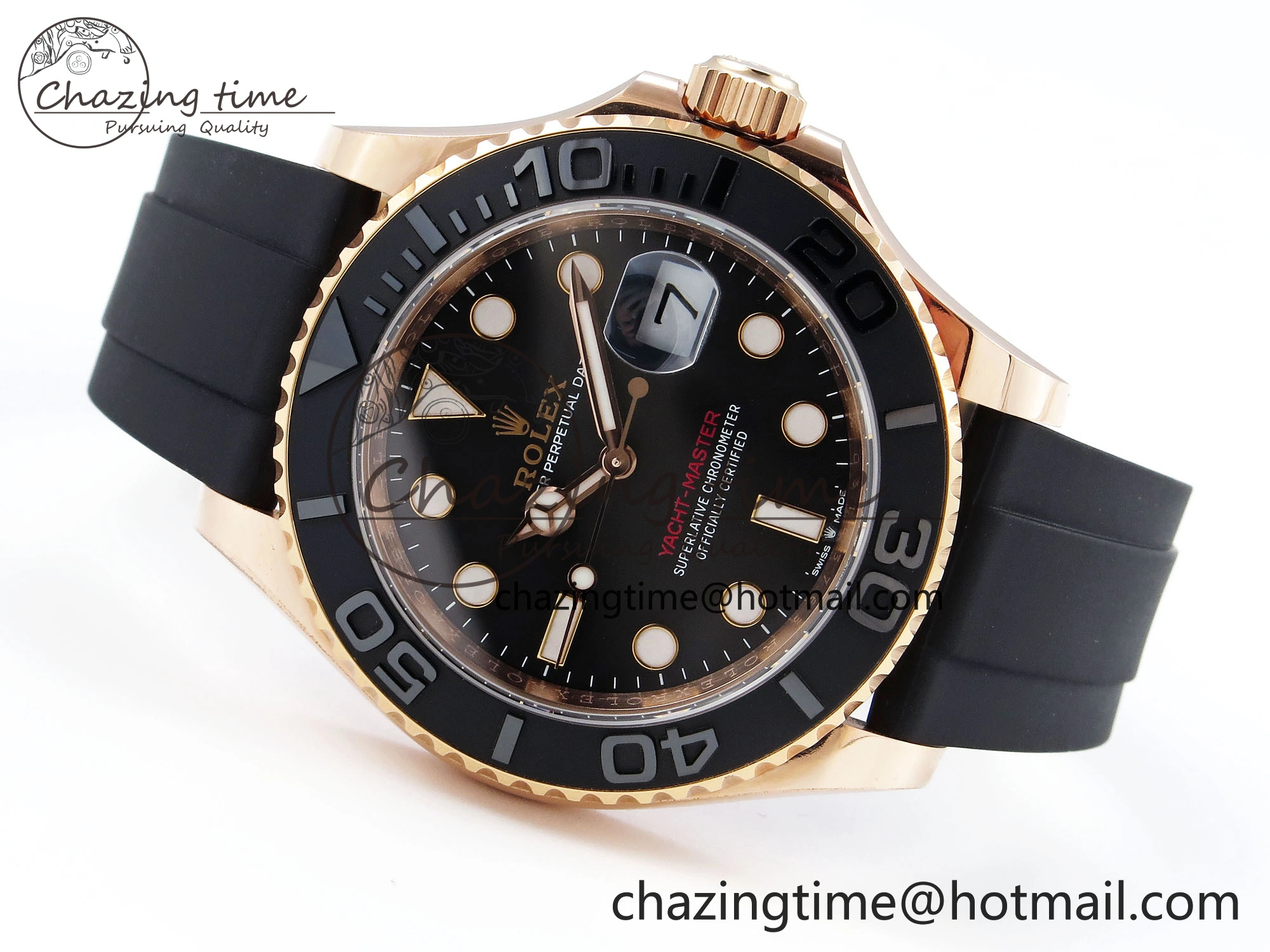Lightweight YACHT-MASTER 126655 GAIN WEIGHT RG TUNGSTEN GOLD ARF 1:1 BEST EDITION BLACK CERAMIC BEZEL ON OYSTERFLEX RUBBER STRAP VS 1836