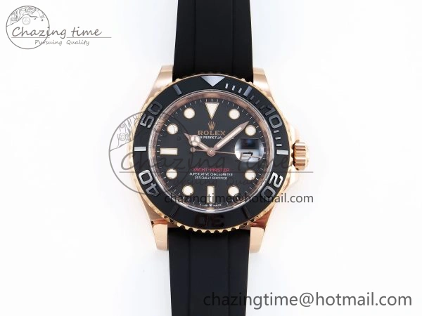 Lightweight YACHT-MASTER 126655 GAIN WEIGHT RG TUNGSTEN GOLD ARF 1:1 BEST EDITION BLACK CERAMIC BEZEL ON OYSTERFLEX RUBBER STRAP VS 1836