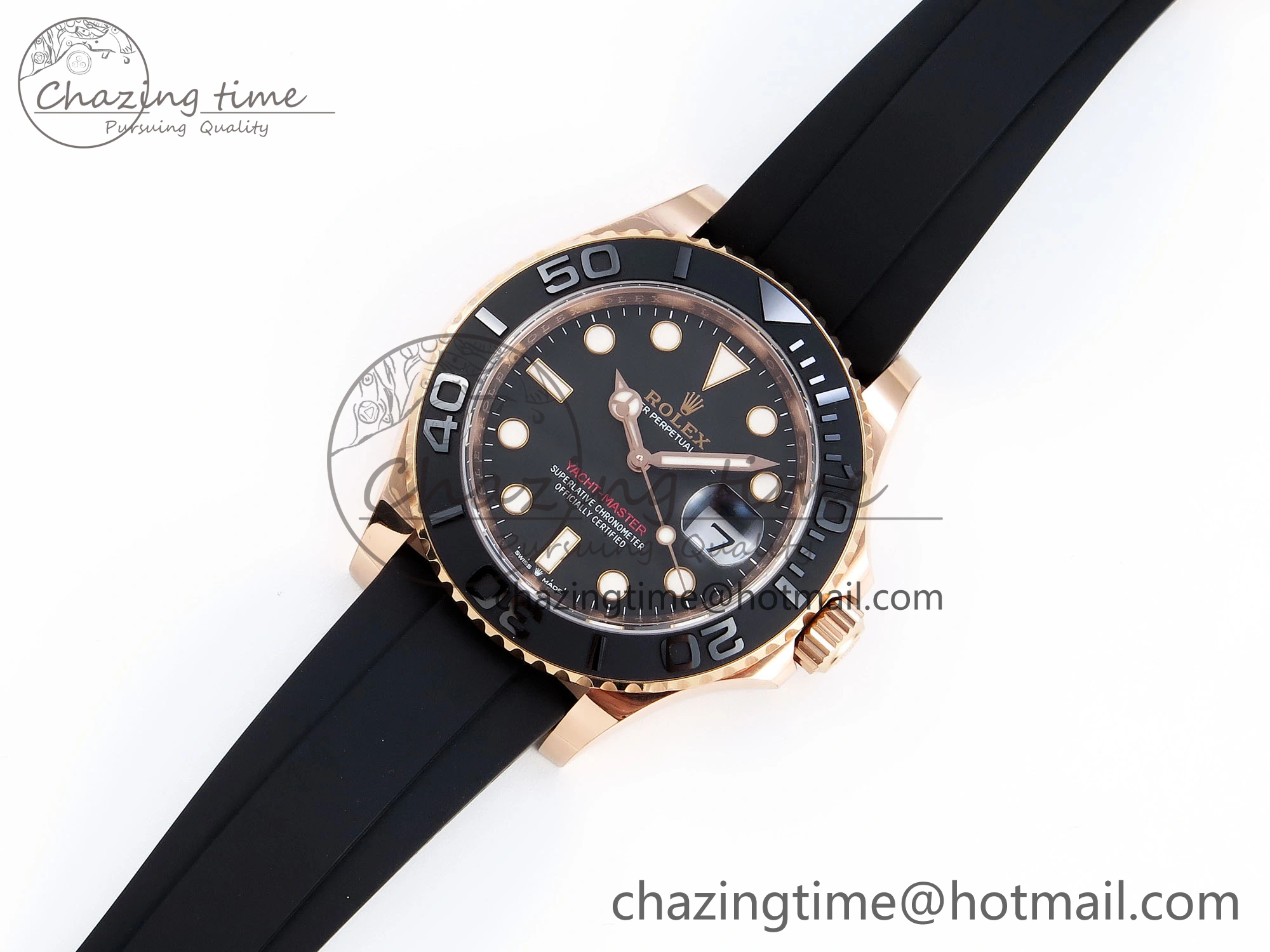 Lightweight YACHT-MASTER 126655 GAIN WEIGHT RG TUNGSTEN GOLD ARF 1:1 BEST EDITION BLACK CERAMIC BEZEL ON OYSTERFLEX RUBBER STRAP VS 1836