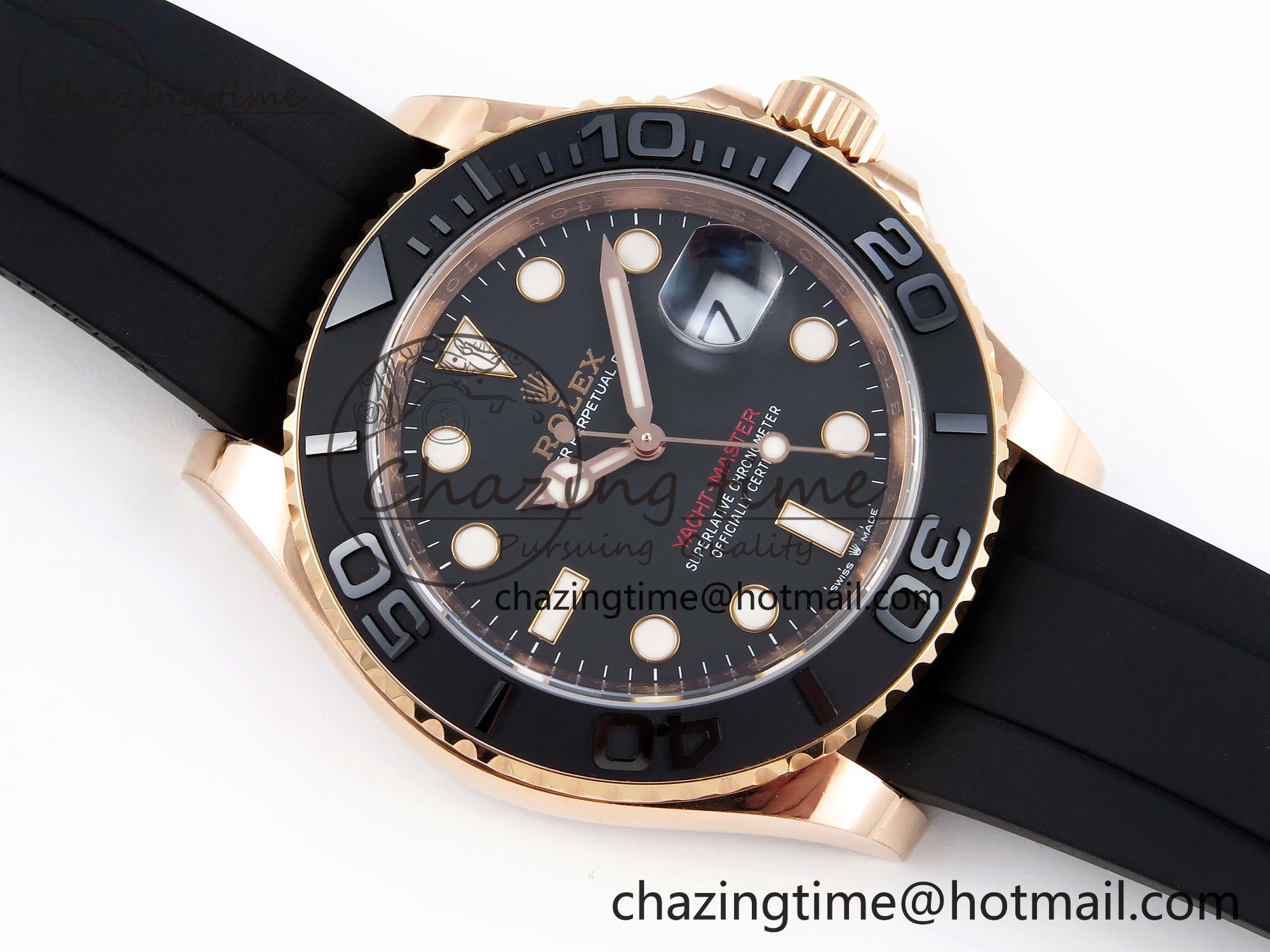 Lightweight YACHT-MASTER 126655 GAIN WEIGHT RG TUNGSTEN GOLD ARF 1:1 BEST EDITION BLACK CERAMIC BEZEL ON OYSTERFLEX RUBBER STRAP VS 1836