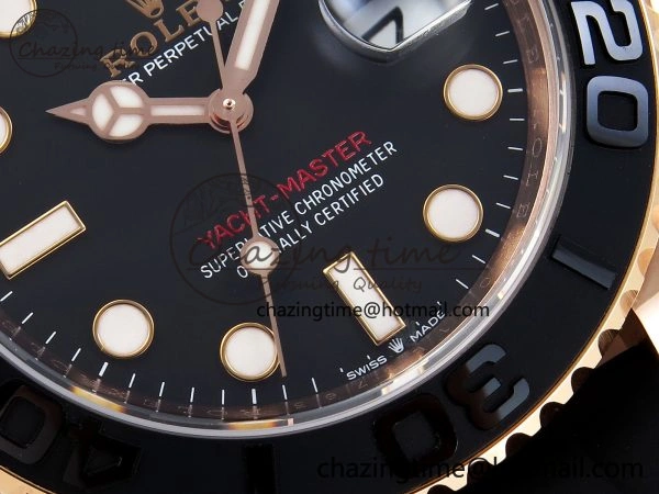 Lightweight YACHT-MASTER 126655 GAIN WEIGHT RG TUNGSTEN GOLD ARF 1:1 BEST EDITION BLACK CERAMIC BEZEL ON OYSTERFLEX RUBBER STRAP VS 1836