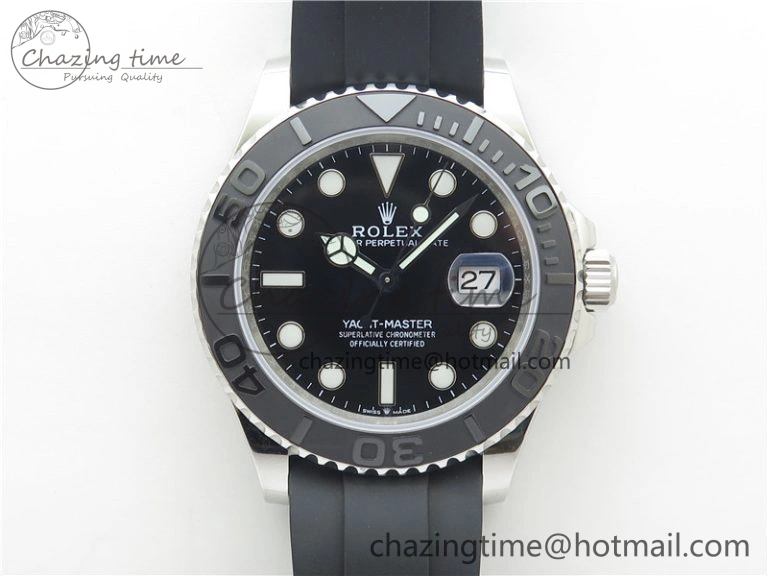 YACHT-MASTER 42MM 226659 3EF 1:1 BEST EDITION 3D BLACK CERAMIC BEZEL ON RUBBER STRAP VS SmartChoice 2501