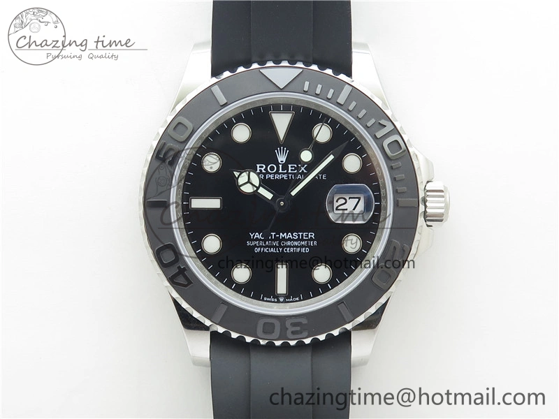YACHT-MASTER 42MM 226659 3EF 1:1 BEST EDITION 3D BLACK CERAMIC BEZEL ON RUBBER STRAP VS SmartChoice 2501