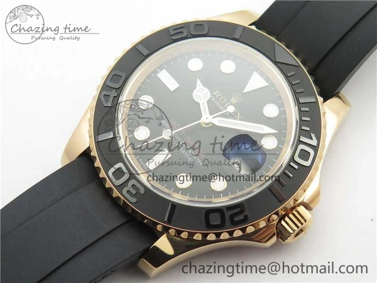 Yacht-Master 116655 ARF 1:1 Best Edition Black Ceramic Bezel 904L Steel on Oysterflex Rubber Strap A HighQuality 3230