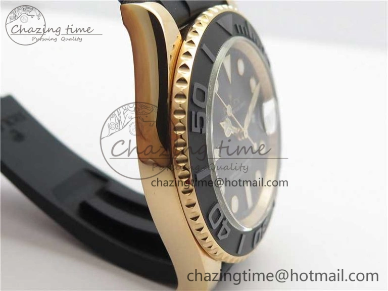 Yacht-Master 116655 ARF 1:1 Best Edition Black Ceramic Bezel 904L Steel on Oysterflex Rubber Strap A HighQuality 3230