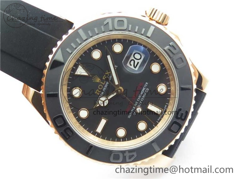 Yacht-Master 116655 ARF 1:1 Best Edition Black Ceramic Bezel 904L Steel on Oysterflex Rubber Strap A HighQuality 3230