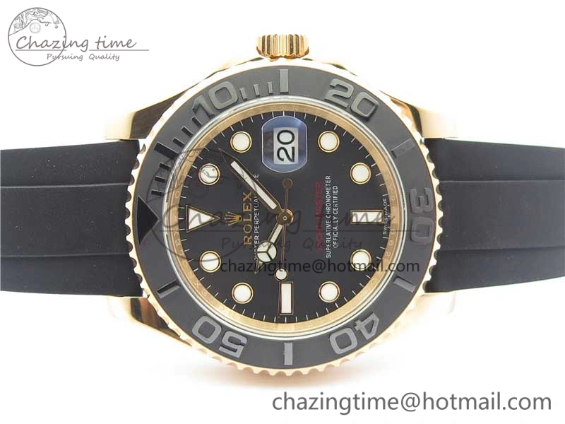 Yacht-Master 116655 ARF 1:1 Best Edition Black Ceramic Bezel 904L Steel on Oysterflex Rubber Strap A HighQuality 3230