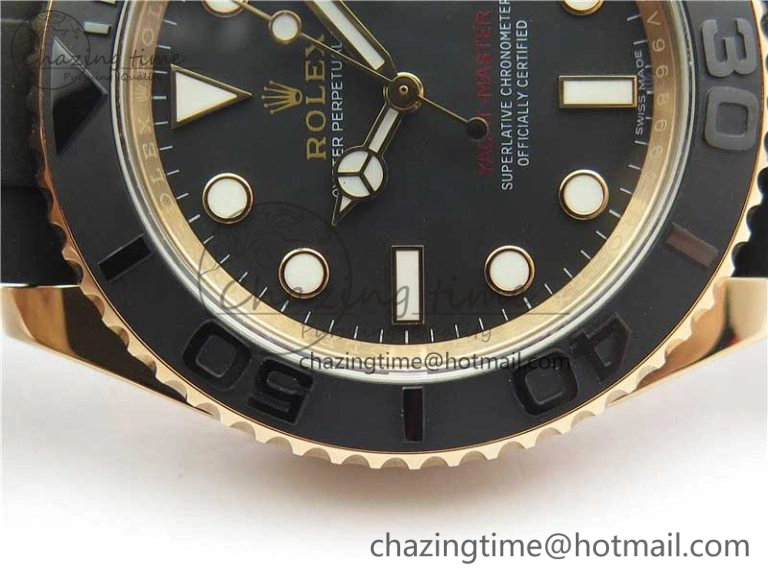 Yacht-Master 116655 ARF 1:1 Best Edition Black Ceramic Bezel 904L Steel on Oysterflex Rubber Strap A HighQuality 3230