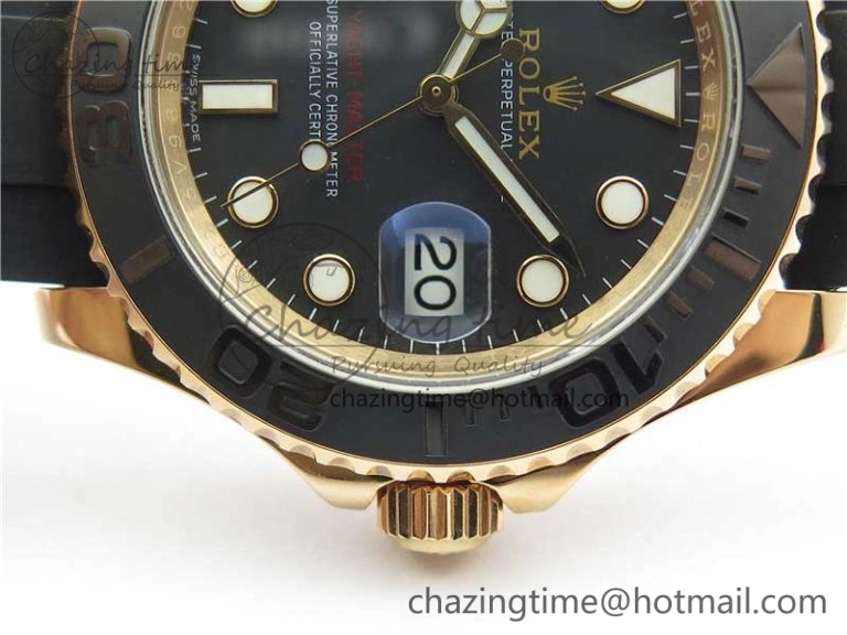 Yacht-Master 116655 ARF 1:1 Best Edition Black Ceramic Bezel 904L Steel on Oysterflex Rubber Strap A HighQuality 3230