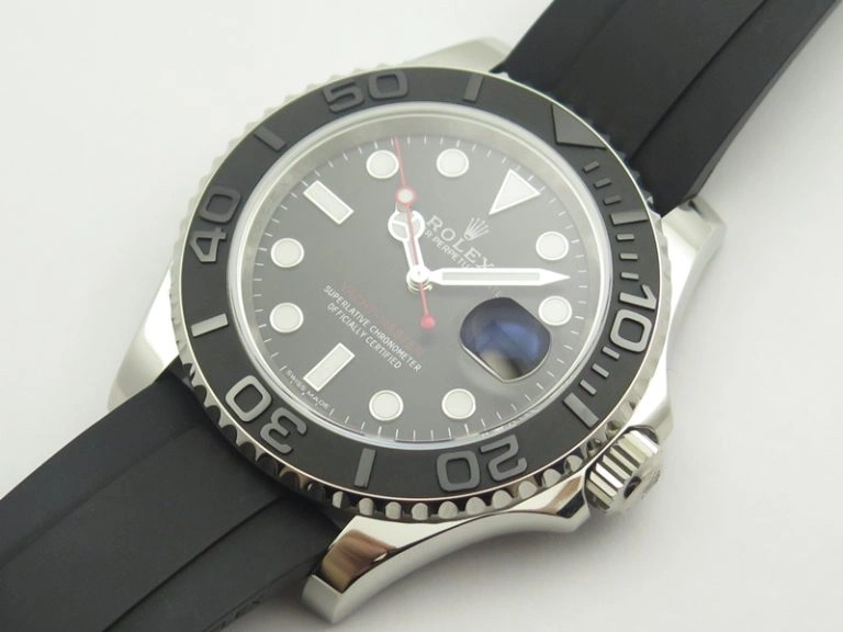 Yacht-Master 116655 ARF SS Custom Black Ceramic Bezel On Oysterflex Rubber Strap SH MultiPurpose 3447