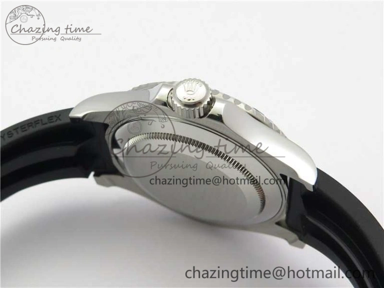 TopPick Yacht-Master 116655 ARF SS Custom Made Black Ceramic Bezel on Oysterflex Rubber Strap A 3064
