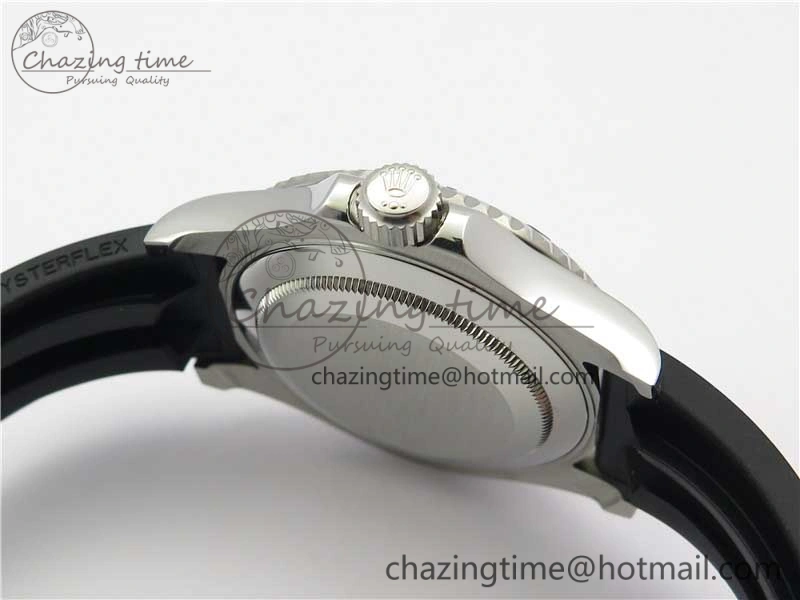 TopPick Yacht-Master 116655 ARF SS Custom Made Black Ceramic Bezel on Oysterflex Rubber Strap A 3064