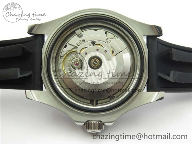 TopPick Yacht-Master 116655 ARF SS Custom Made Black Ceramic Bezel on Oysterflex Rubber Strap A 3064