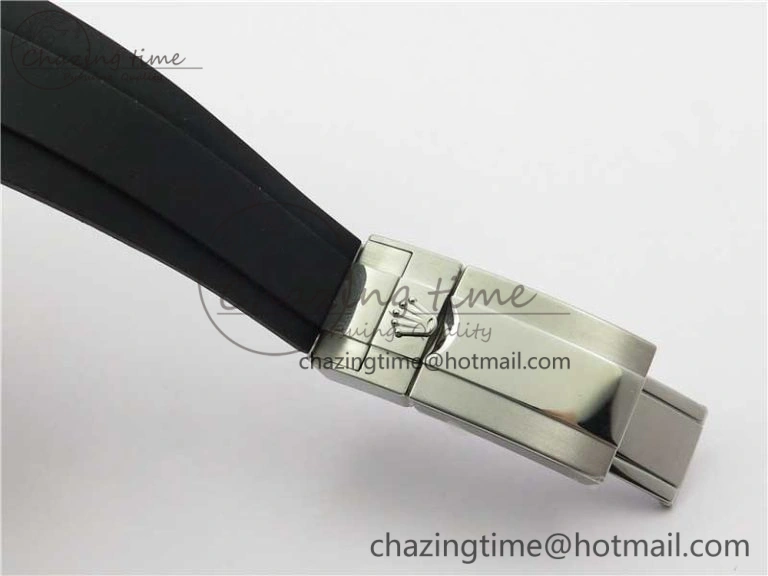 TopPick Yacht-Master 116655 ARF SS Custom Made Black Ceramic Bezel on Oysterflex Rubber Strap A 3064