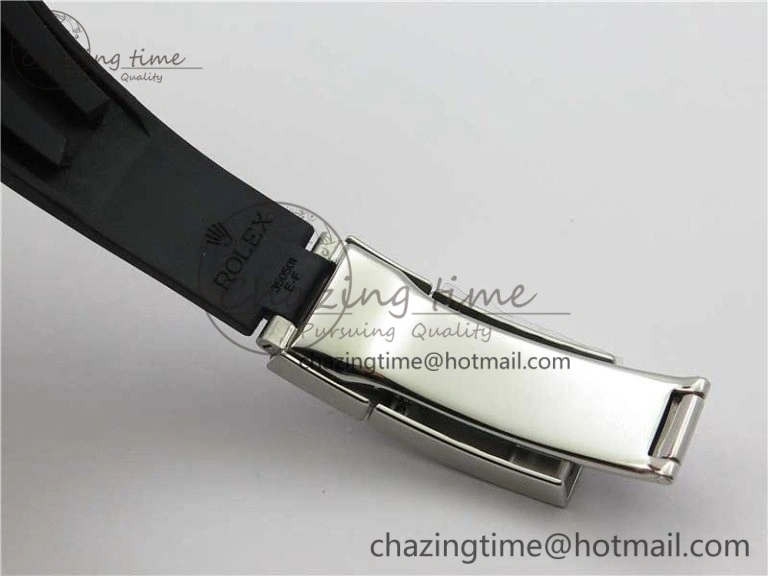 TopPick Yacht-Master 116655 ARF SS Custom Made Black Ceramic Bezel on Oysterflex Rubber Strap A 3064