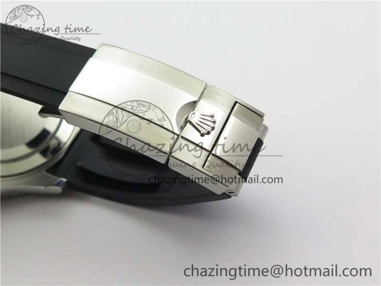 TopPick Yacht-Master 116655 ARF SS Custom Made Black Ceramic Bezel on Oysterflex Rubber Strap A 3064