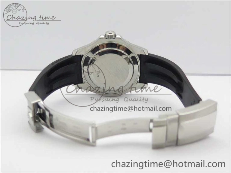 TopPick Yacht-Master 116655 ARF SS Custom Made Black Ceramic Bezel on Oysterflex Rubber Strap A 3064