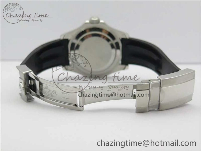 TopPick Yacht-Master 116655 ARF SS Custom Made Black Ceramic Bezel on Oysterflex Rubber Strap A 3064