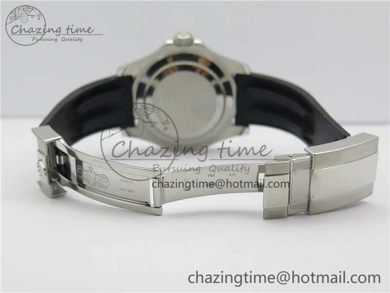 TopPick Yacht-Master 116655 ARF SS Custom Made Black Ceramic Bezel on Oysterflex Rubber Strap A 3064