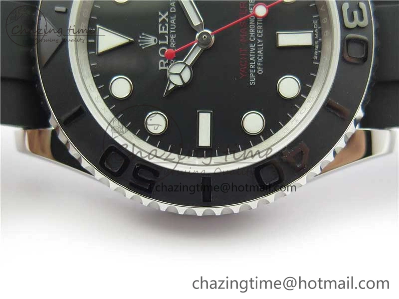 TopPick Yacht-Master 116655 ARF SS Custom Made Black Ceramic Bezel on Oysterflex Rubber Strap A 3064
