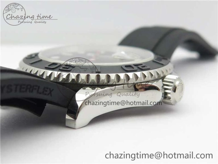TopPick Yacht-Master 116655 ARF SS Custom Made Black Ceramic Bezel on Oysterflex Rubber Strap A 3064
