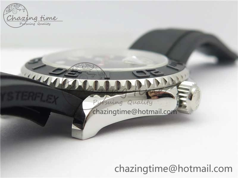 TopPick Yacht-Master 116655 ARF SS Custom Made Black Ceramic Bezel on Oysterflex Rubber Strap A 3064
