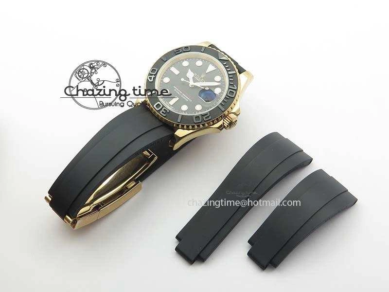 Yacht-Master 116655 JF 1:1 Best Edition Black Ceramic Bezel On Black Rubber Strap A2836 (Free Extra Strap) BestValue 3849