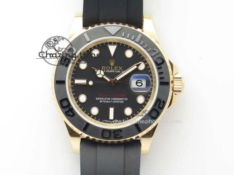 Yacht-Master 116655 JF 1:1 Best Edition Black Ceramic Bezel On Black Rubber Strap A2836 (Free Extra Strap) BestValue 3849