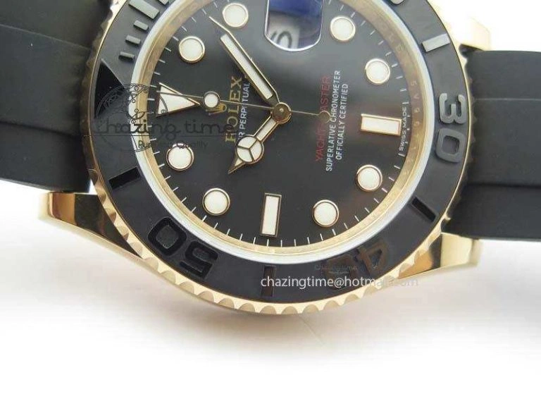 Yacht-Master 116655 JF 1:1 Best Edition Black Ceramic Bezel On Black Rubber Strap A2836 (Free Extra Strap) BestValue 3849