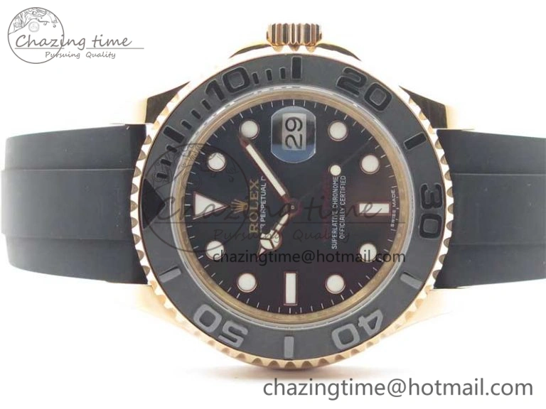 TravelReady Yacht-Master 116655 RG Bp Maker Best Edition Black Ceramic Bezel on Rubber Strap SA 3002